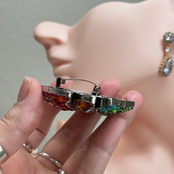 Multicolor Vibrant Crystal Mushroom Brooch - Picture 3 of 11